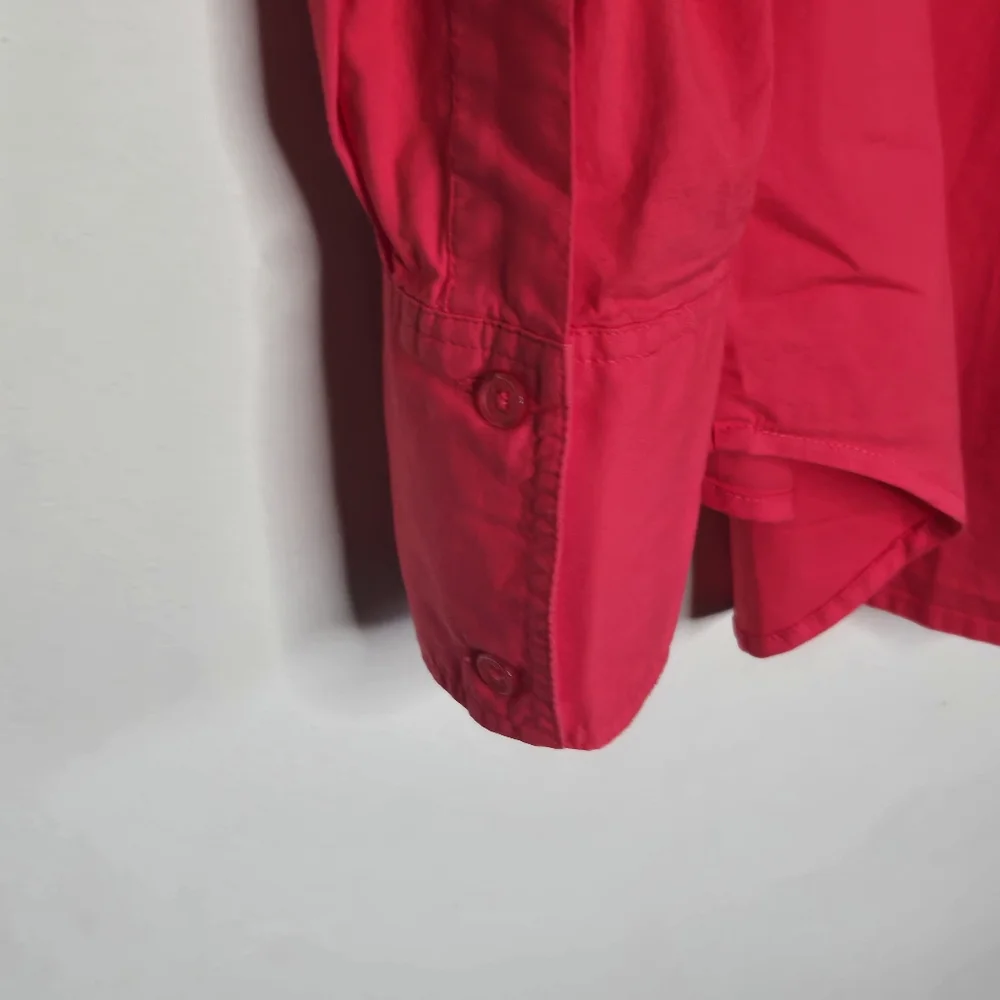 MONROW Fire Coral Oversized Poplin Button Down Shirt NWT Relaxed Coastal Top - Picture 11 of 11